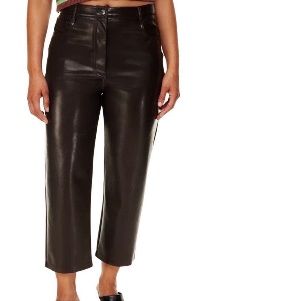 NWT Aritzia Wilfred Melina Cropped Faux Leather Pants in Rich Mocha Size 0